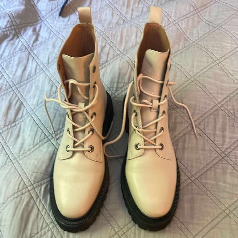Madewell white combat boots, worn once